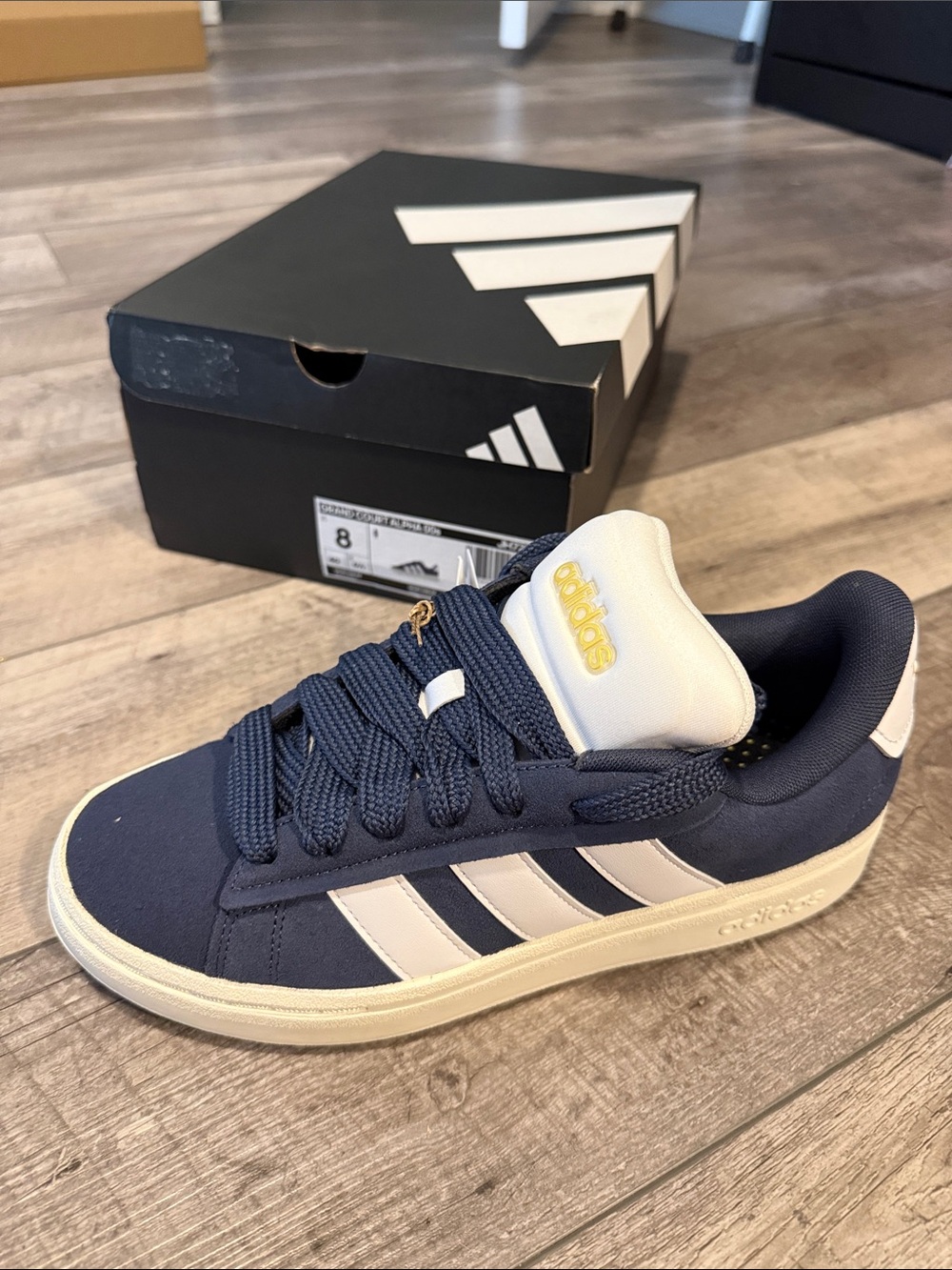 Adidas Grand Court Alpha 00s Navy White Gold Sneakers Women’s 8 NWT